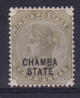 India - Chamba: 1887/95   QV 'Chamba State' OVPT   SG11    4a  Slate-green   MH - Chamba