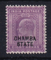 India - Chamba: 1903/05   Edward 'Chamba State' OVPT   SG37    8a   Purple   MH - Chamba