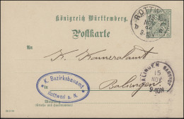 Dienstpostkarte P 29 AMTLICHER VERKEHR DV 30 3 98, ROTTWEIL 15.11.98 N. BALINGEN - Ganzsachen