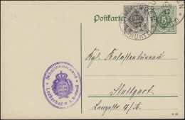 Dienstpostkarte P 12/06 Ziffer 5 Pf. DV 5 13, DUNNINGEN 2.1.1917 Nach Stuttgart - Interi Postali