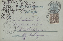 Postkarte P 43 Mit DV 12 9 1 Mit Zusatzfr., CANNSTATT 3.1.02 Nach WINTERLINGEN - Entiers Postaux