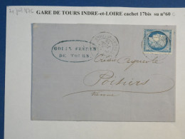 DL 6  FRANCE  BELLE LETTRE 1876 TOUR  A POITIERS   + CERES N°60  + BEL AFF. INTERESSANT+ - 1849-1876: Periodo Clásico