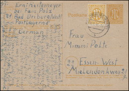 Postkarte P 905 Mit Zusatzfrankatur BAD DRIBURG (WESTF) 30.3.46 Nach Essen - Covers & Documents
