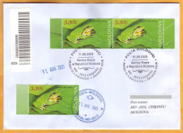 2023  Moldova Used FDC  Fauna, Nature „Red Book Of Republic Of Moldova. Reptiles And Batrachians.” - Grenouilles