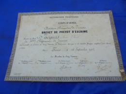 Brevet De Prévôt D'Escrime 4éme Régiment De Zouaves 1902 Tunis J P Jacques - Documenti