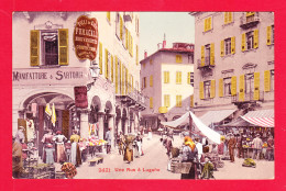 E-Suisse-844Ph126  LUGANO, Une Rue, Jour De Marché, Cpa Colorisée BE - Autres & Non Classés