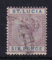 St Lucia: 1891/98   QV   SG49    6d   [Die II]   Used  - St.Lucia (...-1978)