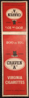 Vintage Craven A / Virginia Cigarette Pack Of Tobacco Cigarettes / 02 Photos - Cajas Para Tabaco (vacios)