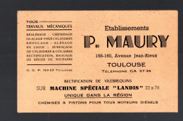 Toulouse (31)  Carte Commerciale  MAURY  Travax Mécaniques   (PPP46629) - Pubblicitari
