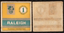 Raleigh Tobacco / Tabac Cigarette Flat Label Used In Vietnam Viet Nam - Empty Tobacco Boxes