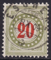 Schweiz: Portomarke SBK-Nr. 26AN (Rahmen Grünlicholiv, Wasserzeichen Kreuz, 1907-1910) Stempel ESCHENZ 8 X 09 - Portomarken