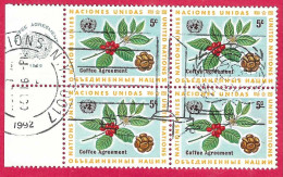 O.N.U. N.Y. - 1966 - CAFFE' - CENT. 5 - QUARTINA  USATA BORDO FOGLIO (YVERT 153 - MICHEL 168) - Gebruikt