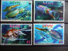 (8) Nevis WWF Caribbean Reef Squid 4v 2009 MNH - St.Kitts Und Nevis ( 1983-...)