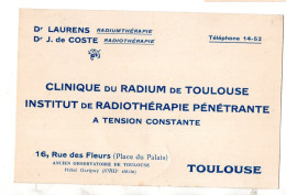 Toulouse (31)  Carte Commerciale CLINIQUE DE RADIUM  (PPP46633) - Pubblicitari