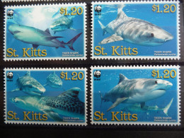(8) ST.KITTS 2007 MNH WWF FAUNA 'VISSEN FISH FISCHE' HAAI TIGER SHARK TIGERHAI MARINE LIFE - St.Kitts Und Nevis ( 1983-...)
