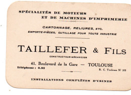 Toulouse (31)    Carte Commerciale TAILLEFER ET FILS  Machines D'imprimerie  (PPP46637) - Pubblicitari