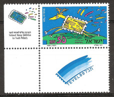 Israël Israel 1989 N° 1084 avec Tab ** Tevel, Philatélie, Jeune, Timbre Sur Timbre, Cerf, Terre, Globe, Bois, Mammifère - Unused Stamps (with Tabs)