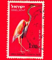 ISRAELE -  Usato - 1963 - Uccelli - Airone Rosso (Ardea Purpurea) - 1.00 - Used Stamps (without Tabs)