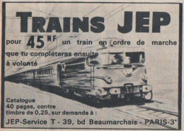 Train JEP. Trains. 39 Boulevard Beaumarchais. Paris. 1961. - Pubblicitari