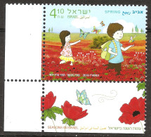 Israël Israel 2016 N° 2422 avec Tab ** Fleurs, Coquelicot, Papillon, Papillons, Gourde, Sac à Dos, Campagne, Saison, Eté - Unused Stamps (with Tabs)