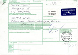 Islanda (1992) - Bollettino Pacchi Per La Francia - Briefe U. Dokumente