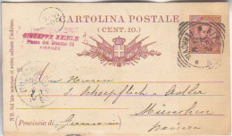 ITALY. 1893/Firenze, PS Card/Railway-Station-Post. - Entiers Postaux