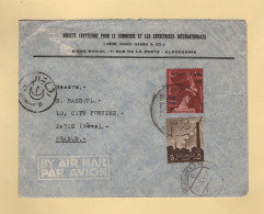 Egypte - Alexandrie Par Avion Destination France - Censure - Cartas & Documentos