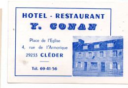 Cléder  (29)  Carte Commerciale  HOTEL RESTAURANT Y CONAN  (PPP46638) - Pubblicitari