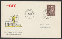 1966, SAS, First Flight Cover, Göteborg - Zürich - Cartas & Documentos