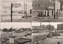 Lot Mit 4 Ansichtskarten Berlin, Potsdamer Platz Mit Mauer Und Checkpoint Charlie Um 1965 - Muro Di Berlino