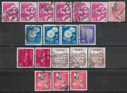 1961-1968 JAPAN Set Of 19 Used Stamps (Michel # 758A,764,930A,931A,932,937,943,1007A) CV €4.70 - Oblitérés