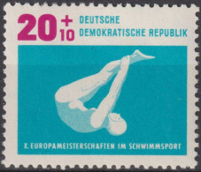 1962 DDR, ** Mi:DD 909, Yt:DD 622, Wasserspringen, Schwimmeuropameisterschaften, Leipzig - Salto De Trampolin