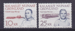 Greenland 1990 Mi. 209-10, 10 & 25 Kr. Persönlichkeiten Frederik Lynge & Augo Telef Nis Lynge Complete Set, MNH* - Unused Stamps