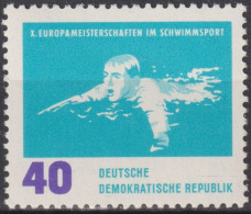 1962 DDR, ** Mi:DD 911, Yt:DD 624, Brustschwimmen, Schwimmeuropameisterschaften, Leipzig - Zwemmen