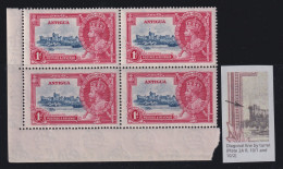 Antigua, SG 91f, MNH Block Of Four "Diagonal Line By Turret" Variety - 1858-1960 Crown Colony