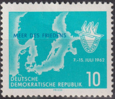 1962 DDR, ** Mi:DD 898,Yt:DD 611, Karte Der Ostsee Baltische Woche, Rostock, Meer Des Friedens - Géographie