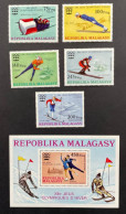 MADAGASCAR 1975 - NEUF**/MNH - Série Complète Mi 767/771 + BLOC 9 - YT 573/575 + PA 160/161 + BF 9 - JO INNSBRUCK - Madagascar (1960-...)