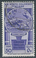 1933 EMISSIONI GENERALI USATO CINQUANTENARIO ERITREO 50 CENT - RA6-3 - Emissioni Generali