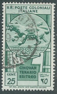 1933 EMISSIONI GENERALI USATO CINQUANTENARIO ERITREO 25 CENT - RA6-4 - Algemene Uitgaven