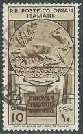 1933 EMISSIONI GENERALI USATO CINQUANTENARIO ERITREO 10 CENT - RA6-9 - Amtliche Ausgaben