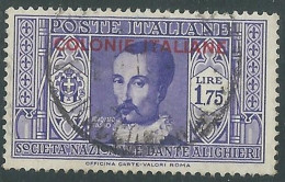 1932 EMISSIONI GENERALI USATO DANTE 1,75 LIRE - RA2 - General Issues