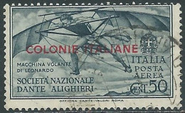 1932 EMISSIONI GENERALI POSTA AEREA USATO DANTE 50 CENT - RA3-9 - Emissions Générales