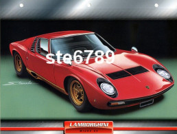 LAMBORGHINI  MIURA SV  Voiture Auto Fiche A4 Illustrée Automobile - Voitures