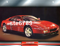 FERRARI 348 Voiture Auto Fiche A4 Illustrée Automobile - Coches