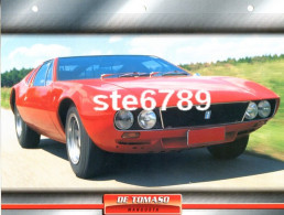 DE TOMASO MANGUSTA Voiture Auto Fiche A4 Illustrée Automobile - Cars