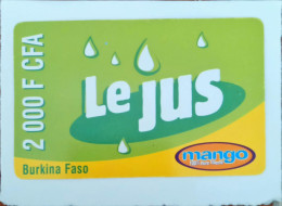 Burkina Faso Telecelfaso Mango Le Jus 2 000 F CFA  Prepaid İnternational Calling  Sample  Phone Card Unused - Colecciones