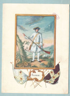 Carte Double - Fantassin Du Régiment De Navarre En 1757 - Ancêtre Du 5° R.I. - Format 16 X 12 Cm - Uniformi