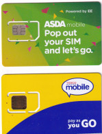 UNITED KINGDOM-ASDA-TESCO- 2 - SIM CARDS-MINT UNUSED - Autres & Non Classés