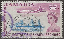 JAMAICA 1960 Centenary Of Jamaica Postage Stamps - 2d. Bristol Britannia 312 Flying Over City Of Berlin, 1860 FU - Jamaica (...-1961)