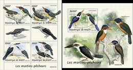 Niger 2022, Animals, Kingfisher, 4val In BF +BF - Marine Web-footed Birds